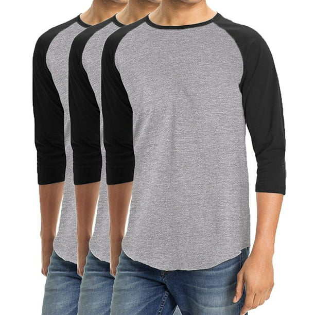 Men's Athletic 3/4 Sleeve Cotton Tee Shirts Walmart.com
