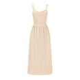 thumbnail image 4 of Summer Dresses for Women 2025, Women Solid Color Elegant And Sexy Strapless-neck Strap Dress(Beige,L), 4 of 6