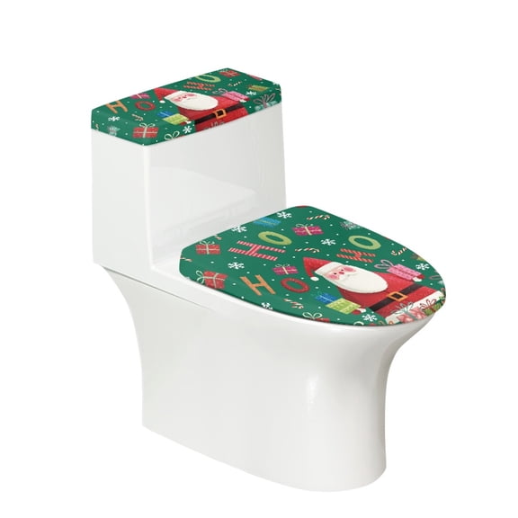 HELLHERO Fashion for Bathroom Accessories Elastic Bottom Toilet Seat Cover Set Fits All Toilet Shapes Elastic Edge Stretchy Fabric, Christmas