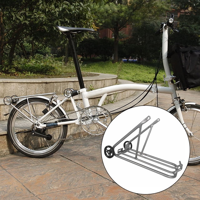 PODAY Foldable Bicycles Aluminum Alloy Rear Shelf Bikes Back Racks with Wheels Riding Luggage Accessory Replacement for Brompton Type 2