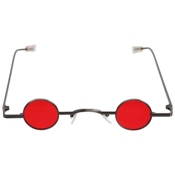 Small Round Frame Sunglasses Creative Eyeglasses Decorative Party Glasses Beach Eyewear for Men Women (Red)