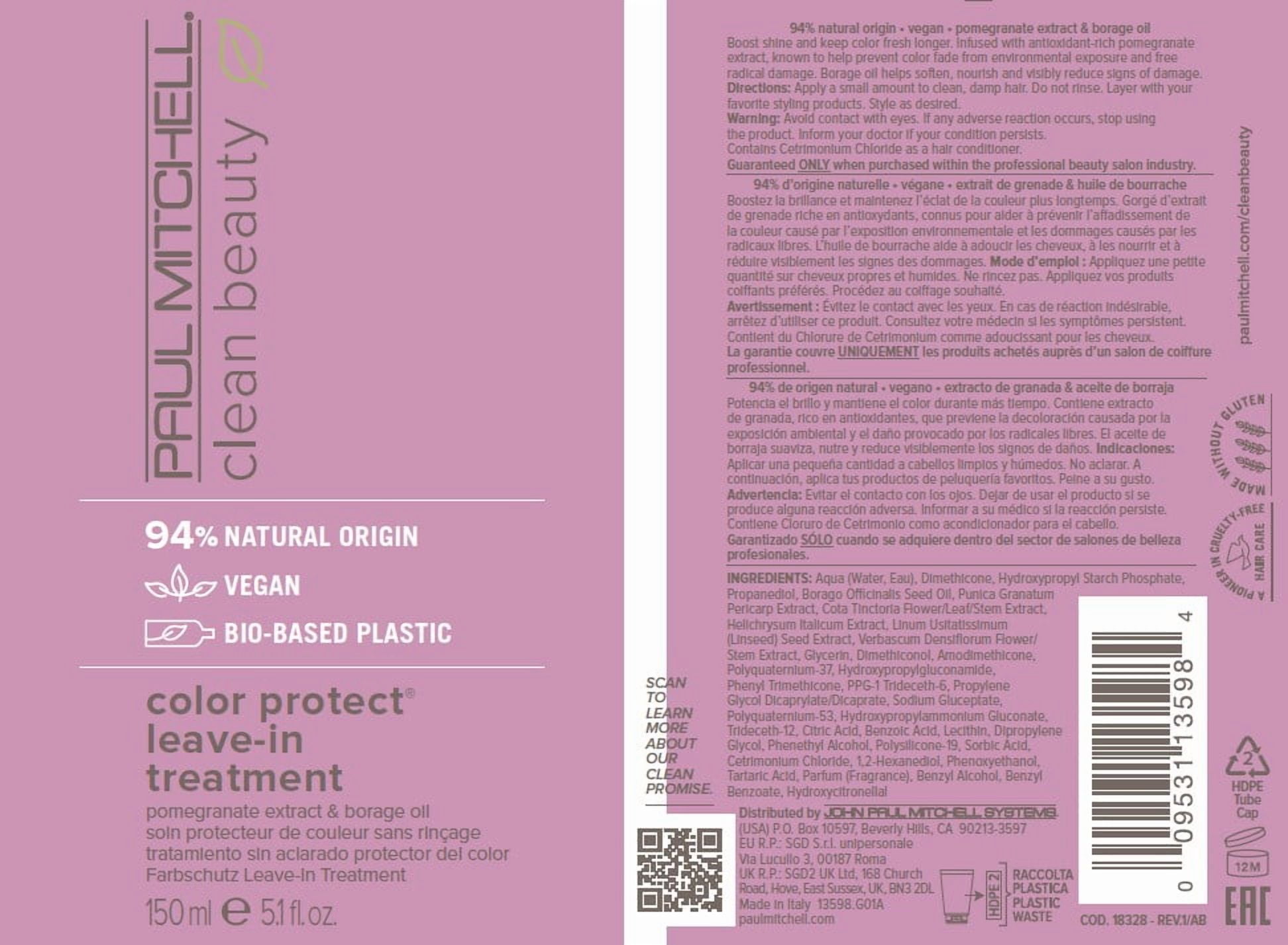 Paul Mitchell Clean Beauty Color Protect Leave-In Treatment, 5.1 oz.