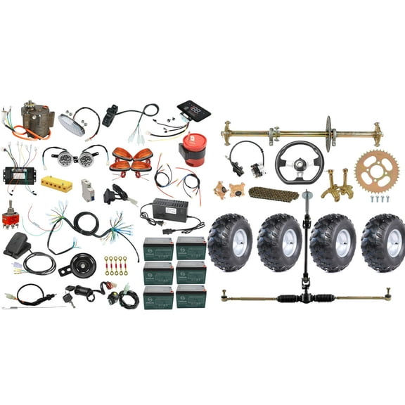 32" Complete Rear Axle Kit with 19x7-8 Wheels, High Speed 65N.M 72V 1000W Brushless Motor | DIY Upgrade for ATV, Quad, Buggy, Go-Kart, Golf Cart, 4-Wheeler, Drift Trike, Electric Vehicles