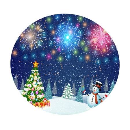 

Fitted Round Tablecloth Christmas Table Linens Cloth With Elastic Edged 3D