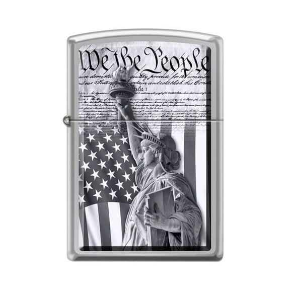 Zippo Lighter - Personalized Custom Message Engraved on Backside for Abstract USA Flag American US Patriotic (We The People Statue of Liberty Z5207)