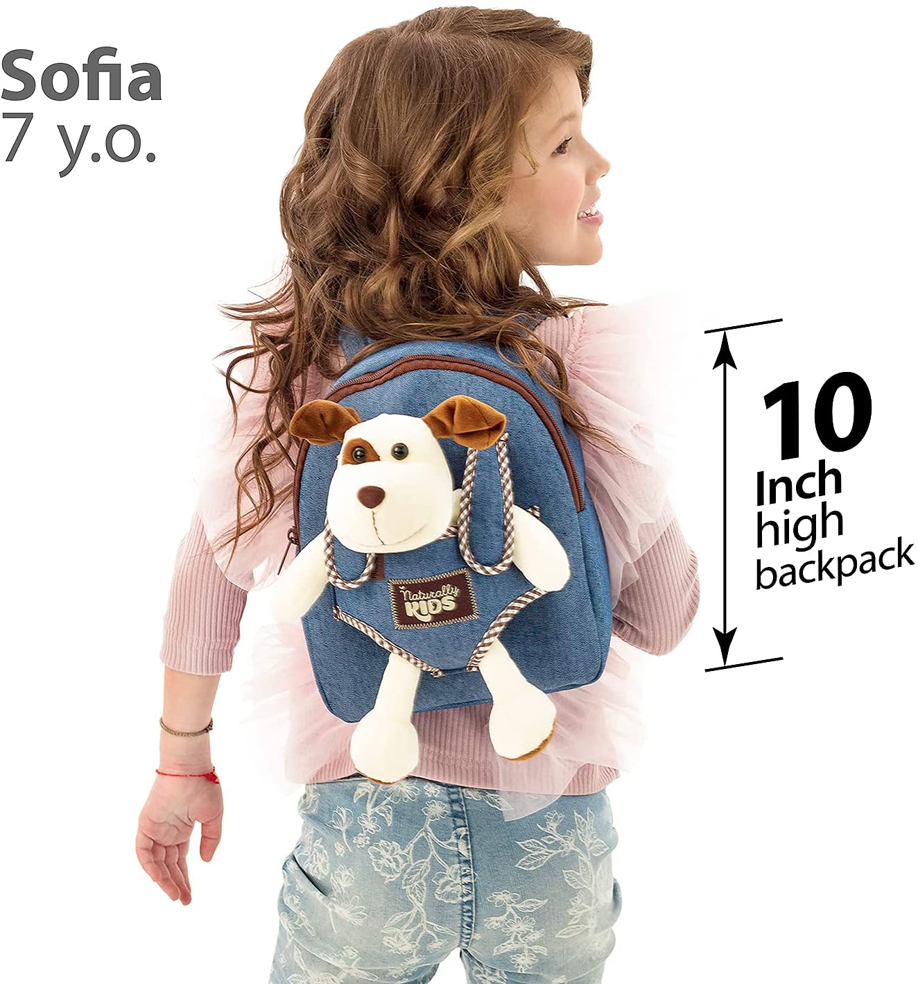 Naturally KIDS Small Backpack w Stuffed Animal Dog Plush Toy - Toddler Backpack for Boy Backpack for Kids - Toys for Kids Ages 3 4 5 6 7 Toys for 3 Year Old Boys Puppy Backpack - 4 Year Old Girl Gift - image 3 of 9