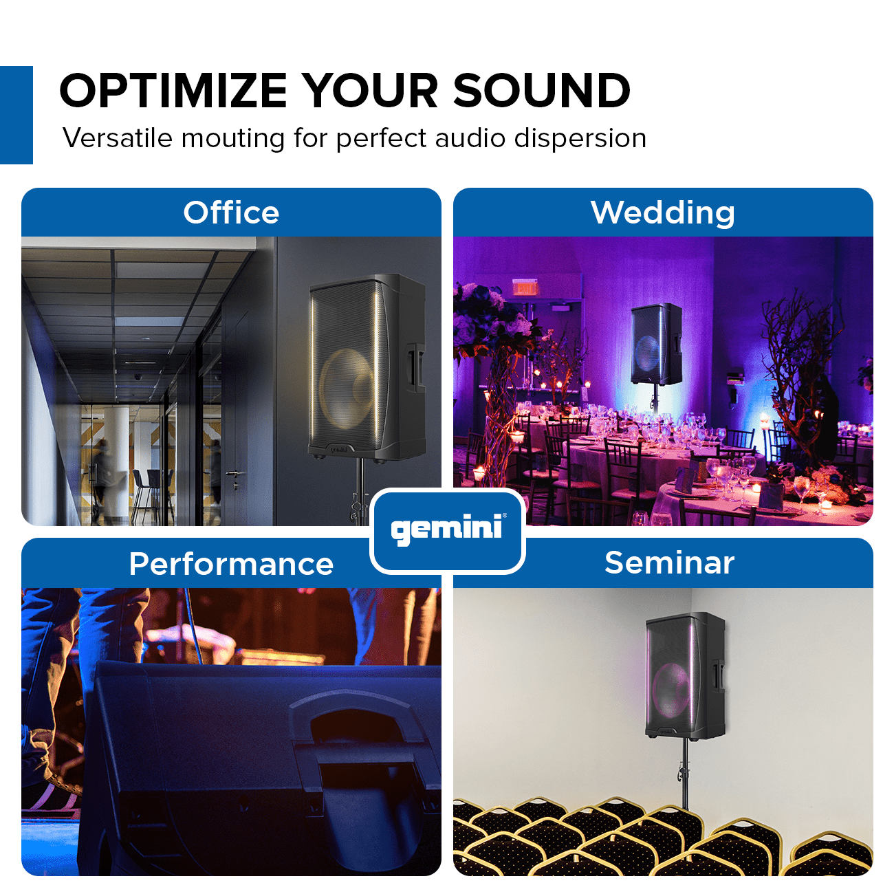 Gemini Sound GD-L215PRO - 1300W Bluetooth PA Speaker with LED Party Lights & 3-Channel Mixer - High-Power 15-Inch Woofer for DJs, Parties, Outdoor Events - User-Friendly Design for Enthusiasts