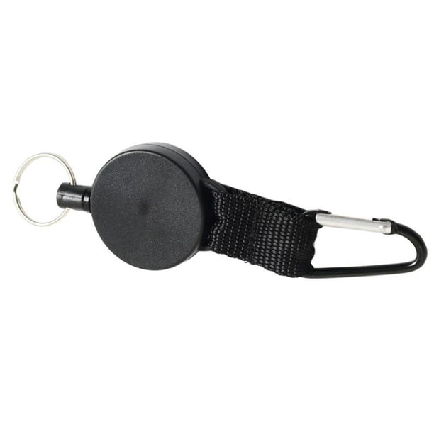 Porta credencial retráctil con cordón de acero, color negro Negro A