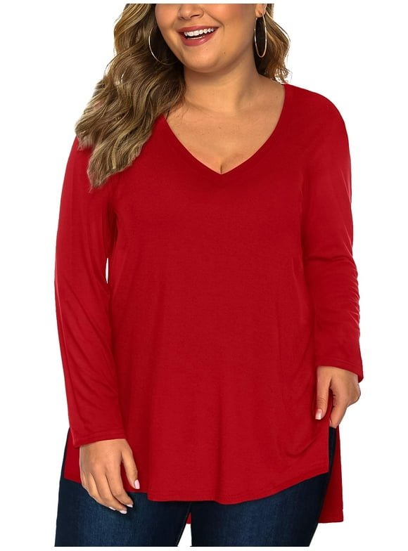 Plus Size Red Tops