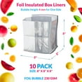 thumbnail image 2 of 10 Pack Double Layer Foil Insulated Box Liners 8 x 8 x 8 inches. Silver Shipping Boxes for Frozen Food, Odorless Insulated Containers. Leakproof Cold Shipping Boxes for Frozen Fish, Meat, 2 of 6