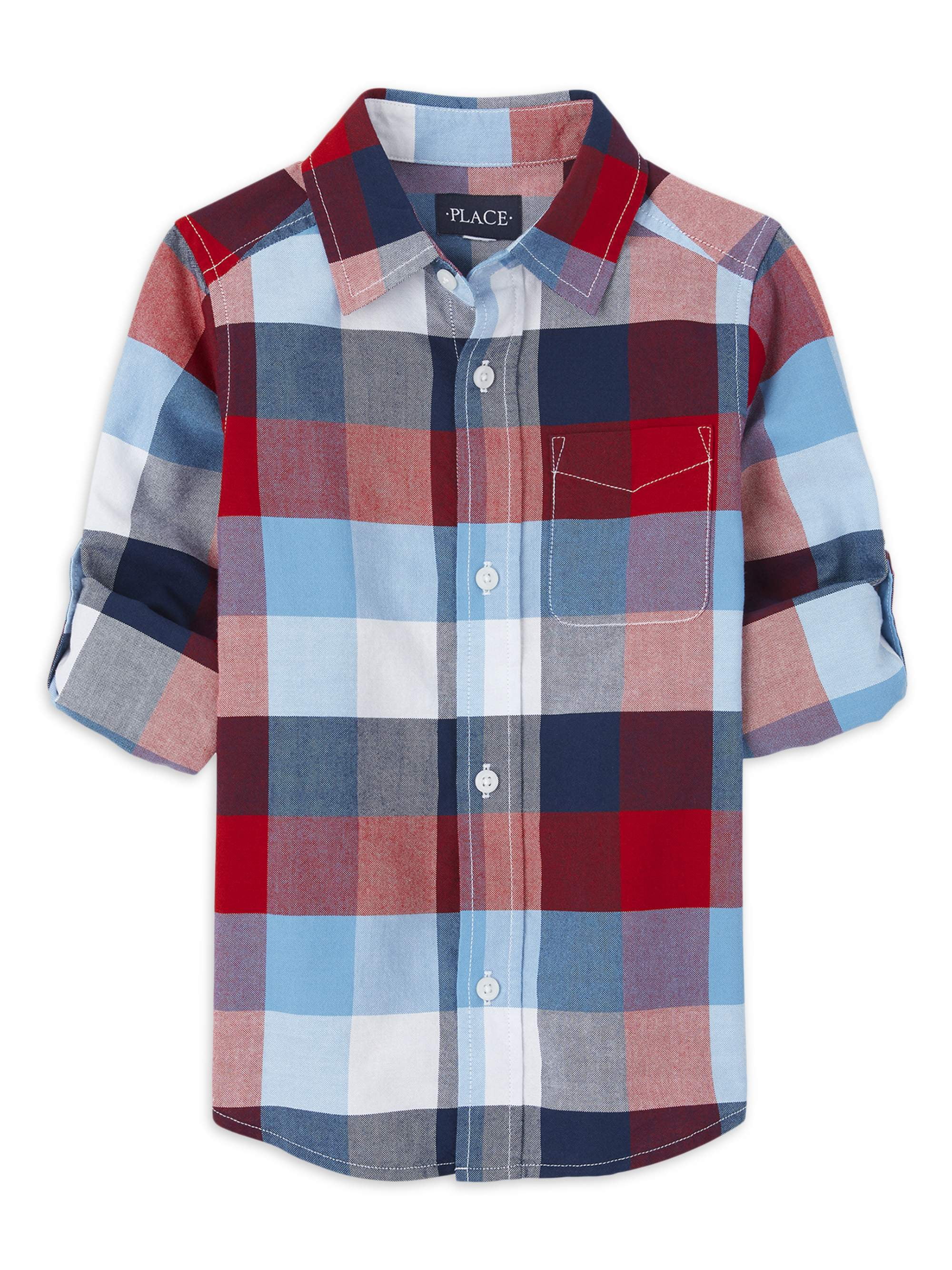 The Children's Place Boys Long Sleeve Plaid Button Down Shirt, Sizes 4