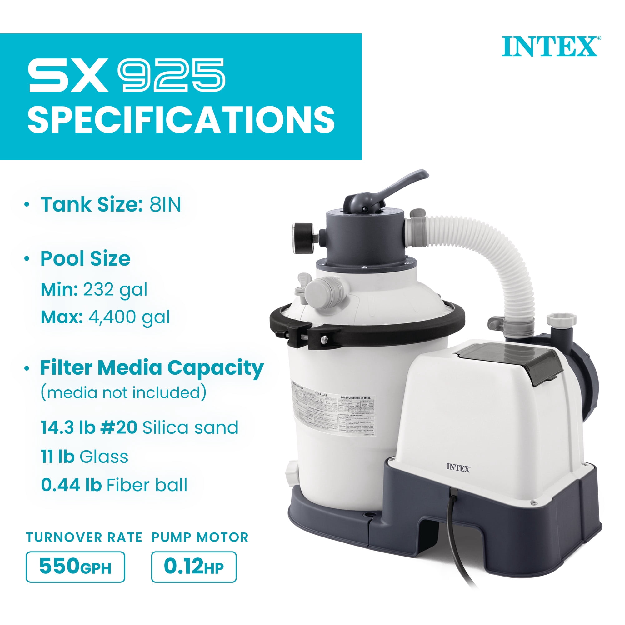 Intex 26641EG Krystal Clear Pool Sand Filter Pump for 4,400 Gallon Pools