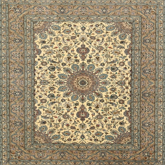 Ahgly Company Machine Washable Indoor Square Traditional Sepia Brown Area Rugs, 6' Square