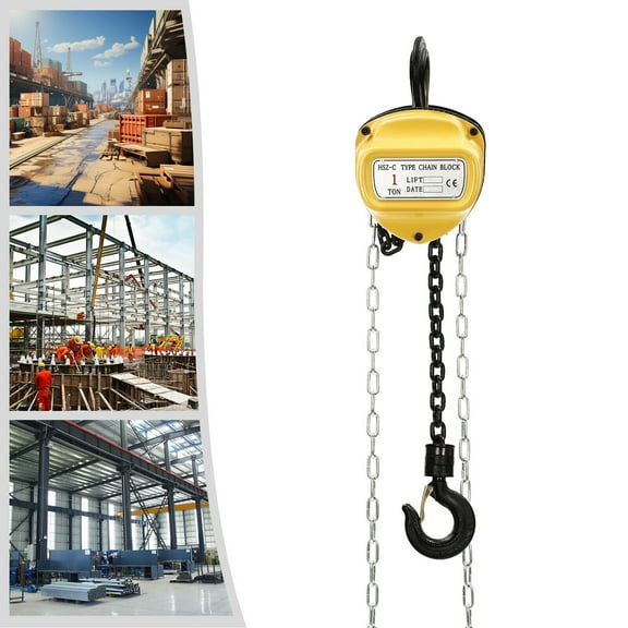 Hand Chain Hoist 9.84ft Manual Chain Hoist with 2 Heavy Duty Hooks Pulley Hoist for Warehouse Construction Automotive Machinery (1T3M Orange) 2204.62lbs