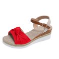thumbnail image 2 of Womens Sandals Dressy Clearance, Xunlbb Women's Summer Size Wedge Fish Mouth Roman Sandals(Red,Size:40), 2 of 4