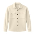thumbnail image 4 of CBASIHI Womens Waffle Knit Long Sleeve Shackets- Oversized Casual Fall Collared Lightweight Button Down Shirt Jacket Khaki Size S-3XL, 4 of 6