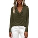 thumbnail image 3 of TaTaai Women's Casual Cowl Neck Shirt Long Sleeve V-Neck Draped Front Solid Color Blouse Flowy Soft Stretchy Lightweight Spring Summer Daily Beach Wear Gift, 3 of 9