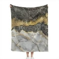 thumbnail image 2 of Marble Flannel Fleece Blanket, Black Grey Marble Gold Foil Cracked Lines Ultra-Soft Microfiber Throw Blanket for Bedroom Living Couch Sofa Kids Adults 40x50in, 2 of 6