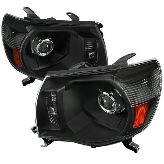 Retro Style Projector Headlights (Black Housing/Clear Lens) Made for and Compatible with 2005-2011 Toyota Tacoma