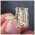 thumbnail image 4 of HeartsAndYou 2ct Emerald Cut Moissanite Milgrain Ice Royal Solitaire Ring 18k Yellow Gold over Silver, 4 of 7