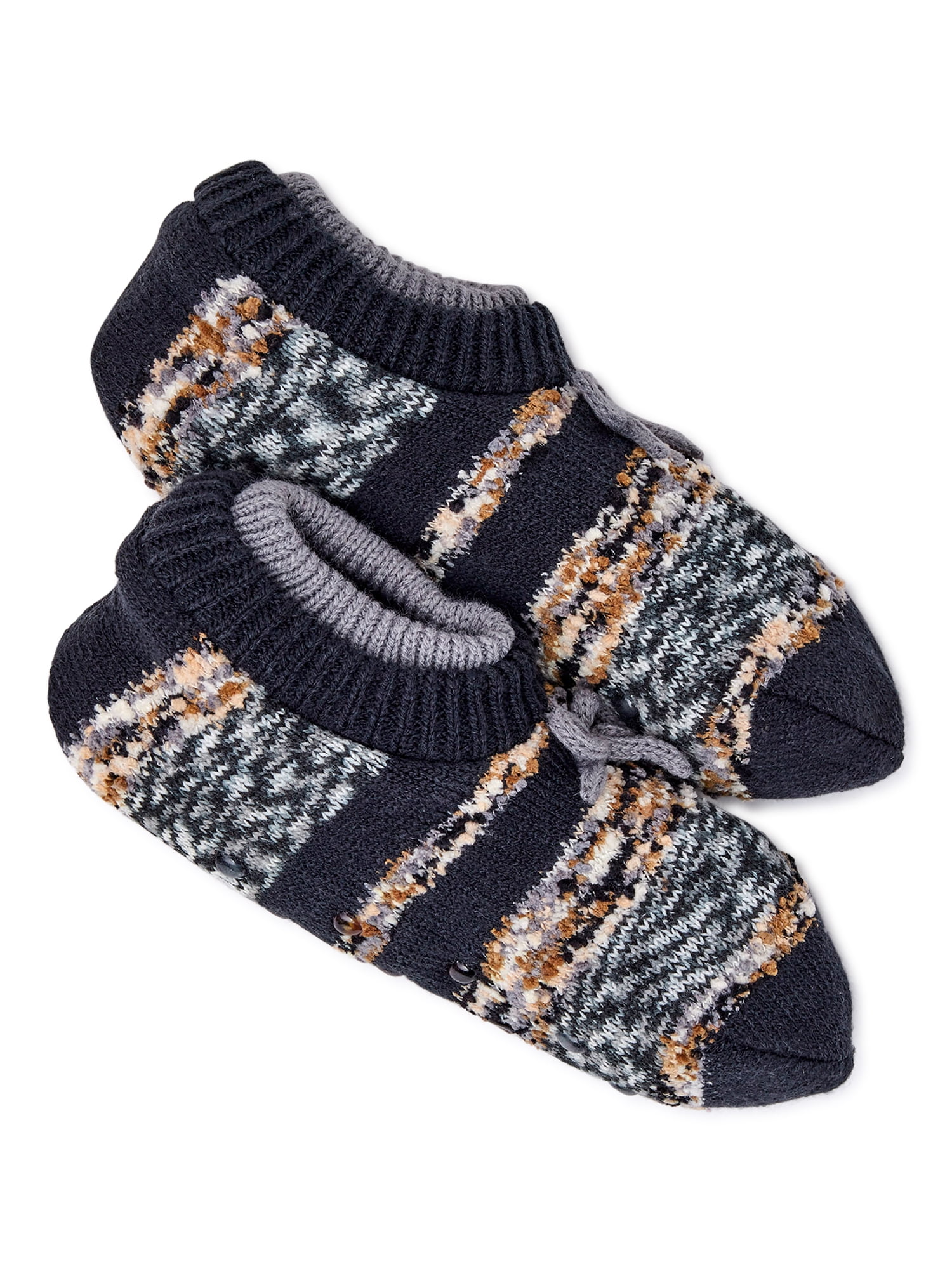 Joyspun Women's Knit Double Cuff Slipper Socks, 1-Pack, Size 4-10