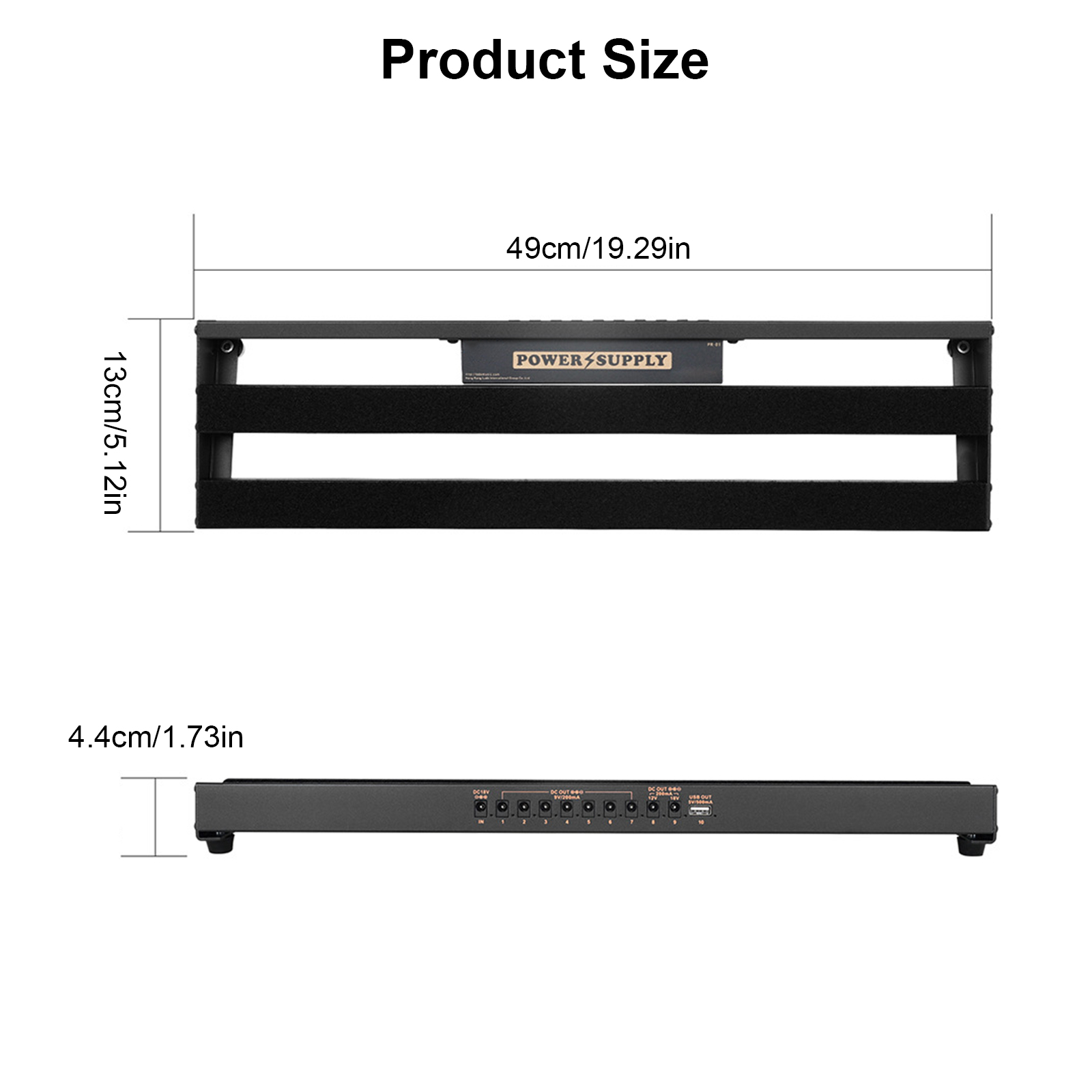 Aluminium Alloy Black Guitar Effect Pedalboard with Bag, Pedal Cable Guitar Pedal Board Set with Built-in Power Supply