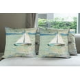 thumbnail image 6 of Ambesonne Art Throw Pillow Cover 4 Pack, Monet Sailing Boat, 20", Pale Blue Teal and White, 6 of 7