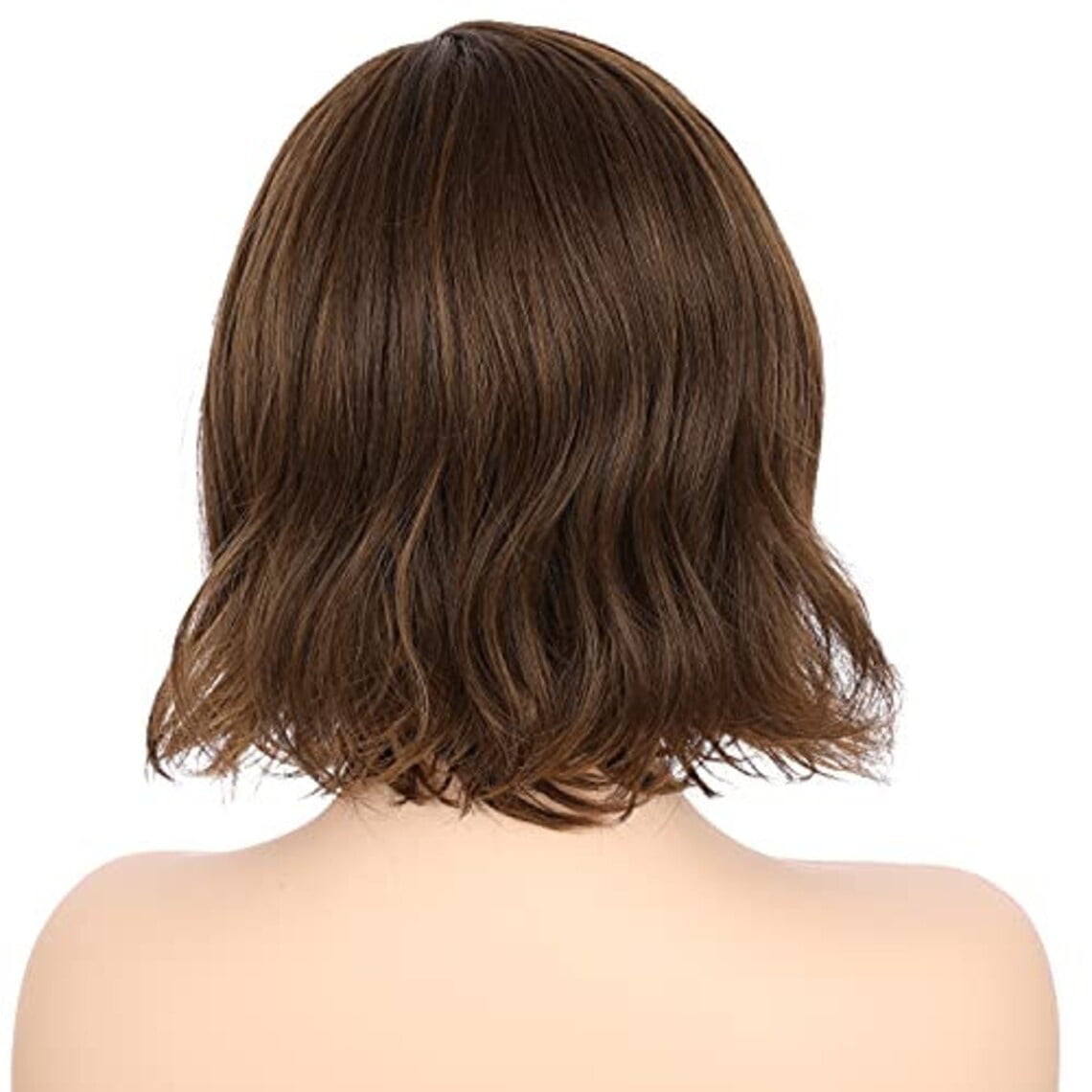 Onedor 10 Inch Side Part Lace Front Short Wavy Hair Bob Wigs for Women (Medium Brown Evenly Blended with Warm Medium Brown)
