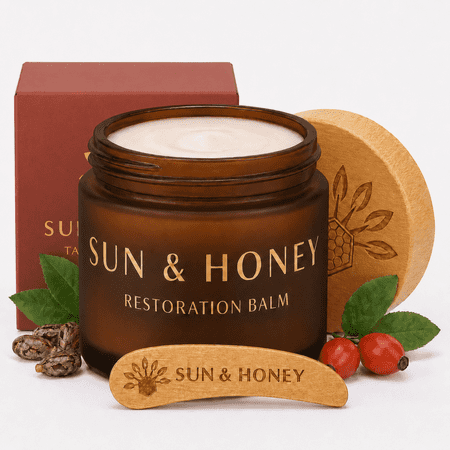 Beef Tallow Balm for Face | 100% Grass-Fed Tallow Face Moisturizer | Castor Oil & Frankincense Balm | Cosmetic Grade Beef Tallow Face Cream | Natural Skin Care | Sun & Honey