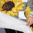 thumbnail image 3 of Oversized Wearable Blanket Hoodie,Black White Gray Checker Sunflower Pattern Sherpa Blanket Hoodie with Super Pockets,Super Warm Fuzzy Pullover for Women & Men, 3 of 6
