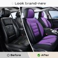 thumbnail image 6 of Coverado Front Car Seat Covers, Stylish Faux Leather 2 Seat Protectors, Automotive Interior Accessories Universal Fit for Most Cars, Black & Purple, 6 of 7