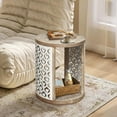 thumbnail image 7 of Farmhouse Round End Table, Distressed Wood Side Table, Bedside Table, 2-Tier Night Stand for Small Space, Living Room, Bedroom, Boho, Rustic, 7 of 7