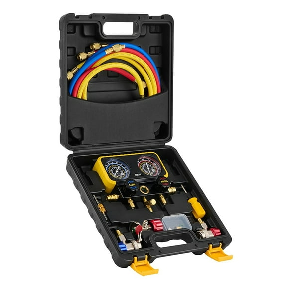 AC Manifold Gauge Set for R134a R12 R22 R502 Refrigerants, Automotive AC Gauge Set, Precision Refrigerant Gauge Kit