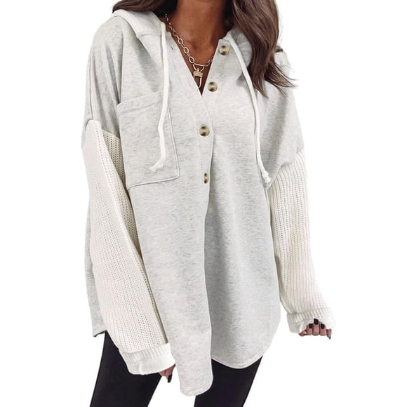 Sudadera SHEWIN para mujer, moda otoño 2024, botón 2XL, gris