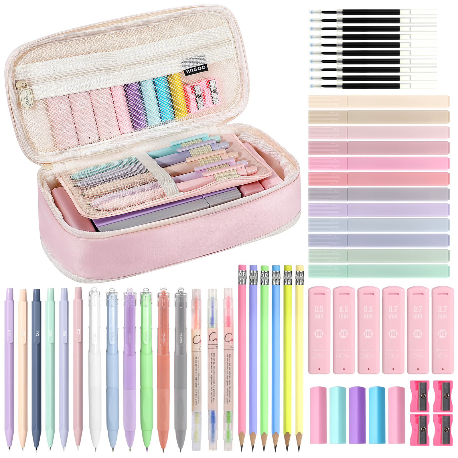 MoKo 59-Piece Aesthetic School Supplies Set, Pink photo 1