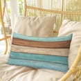 thumbnail image 4 of Farmhouse Aqua Brown Pillow Covers, Linen Long Throw Pillow Case, Vintage Wooden Striped Holiday Pillow Protector Decorative Cushion Cover for Living Room/Bedroom 20" x 30", 4 of 8