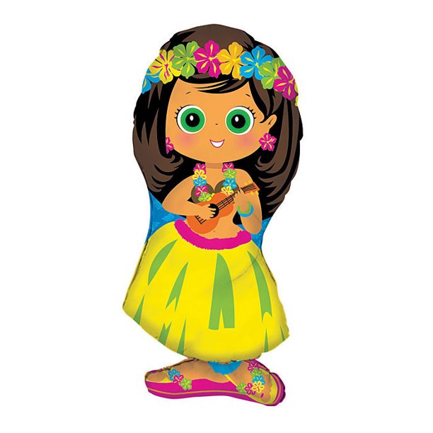 XL 28" Hula Girl Super Shape Mylar Foil Balloon Hawaiian Luau Party