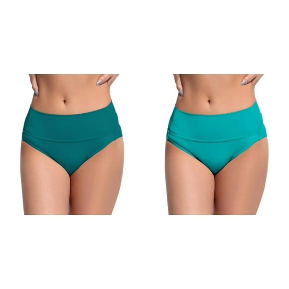 (2-Pack) Rinsvye Women's Black High Waisted Mens Swim Pants Long Bikini Bottoms Retro Basic Plus Size Maternity Swim Bottoms Full Coverage Swimsuit Mid Women Swim Bottoms Shorts Waist Bathing Suit B