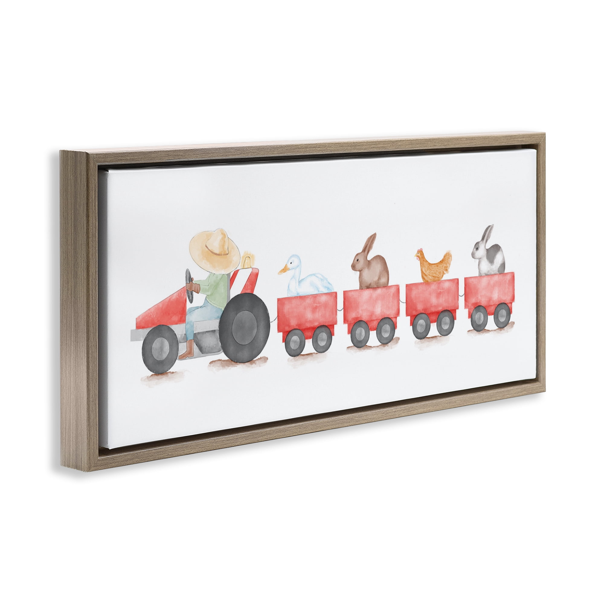 Stupell Industries Farm Animals Locomotive Animals & Insects Painting Brown Floater Framed Art Print Wall Art, 31 x 14