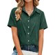 thumbnail image 4 of Camisas de Manga Larga para las Mujeres Suelto Ajuste Solapa Botón de Manga Corta Imitación Túnica de Lino, Camisas de Manga Larga para las Mujeres Bajo Scrubs Blusa Casual, 4 of 7