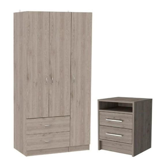 Home Square 2-Piece Set with Three Door Armoire and Nightstand