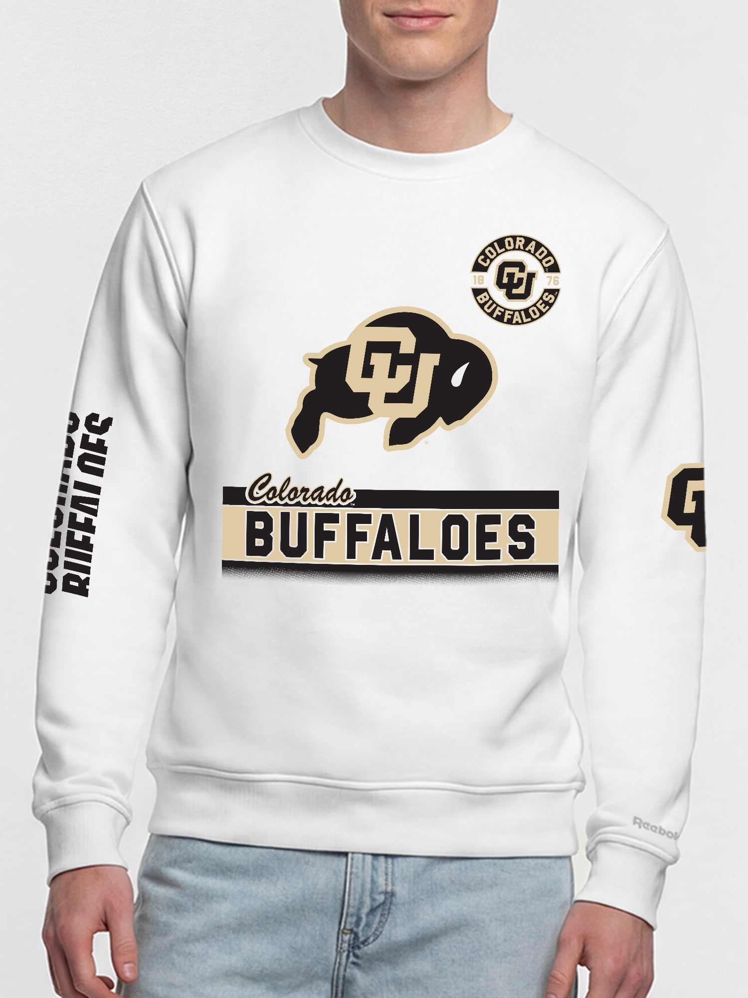 Colorado Buffaloes Reebok Mens White Crew Sweatshirt