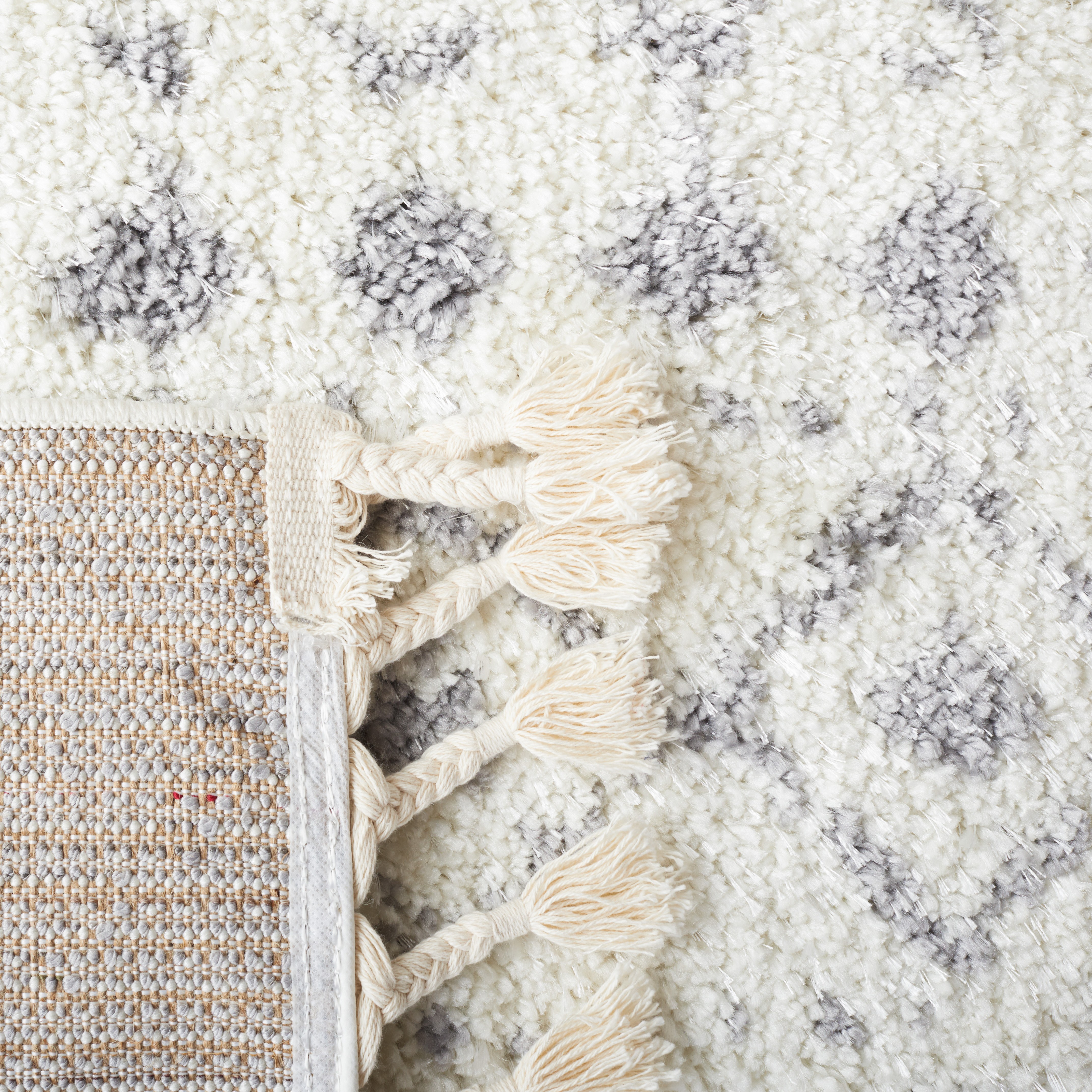 SAFAVIEH Berber Fringe Vinal Aztec Shag Area Rug, Ivory/Gray, 8' x 10'