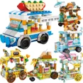 thumbnail image 2 of DIY Architecture Ice Cream Car Store Street View Food Building Blocks Kit Girls Bricks Classic Movie Model Kid Toys For Children 8613-5 no Box, 2 of 6
