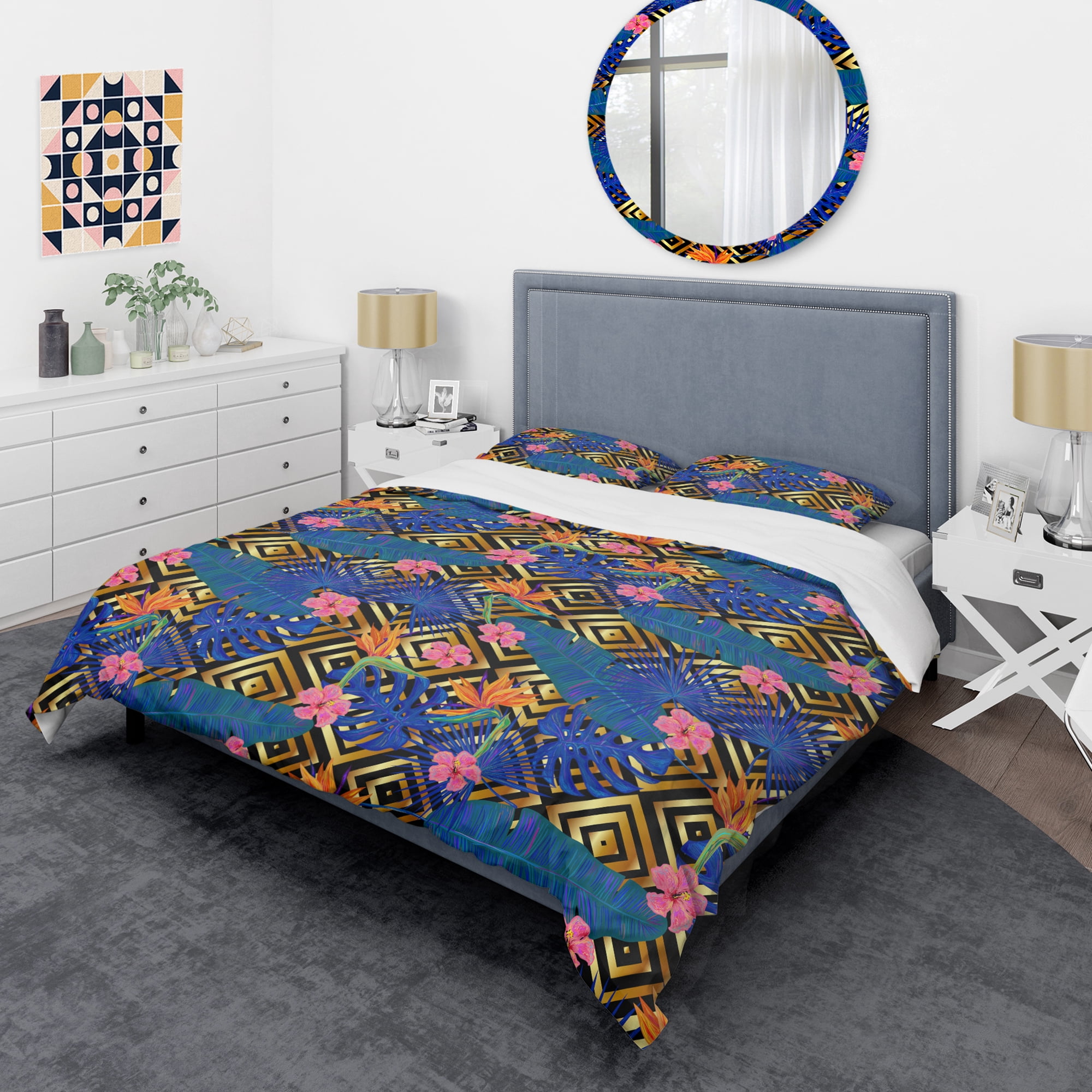 Designart 'Abstract Retro Design I' Mid-Century Modern Duvet Cover Set