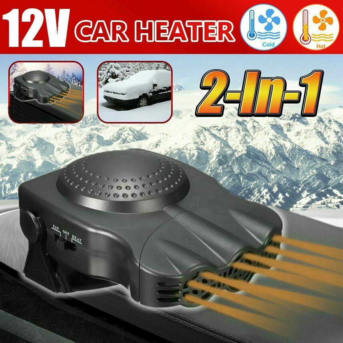 Cooling Car Space & Fast Heating Defrost Defogger Space Automobile Windscreen Fan cary-yan Portable Car Heater or Fan Heat Cooling Fan 12V 24V judicious Practical 