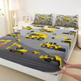 thumbnail image 3 of Manfei Equipped Truck Twin Sheet Sets,Excavator Crane Car Twin Fitted Sheet,Yellow Gray Flat Sheet For Boys Teens,Ultra Soft Home Decor,3pcs, 3 of 7