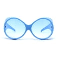 thumbnail image 2 of Oversized Round Goggle Style Thick Temple Plastic Dimensional Plastic Sunglasses All Blue, 2 of 4