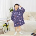 thumbnail image 6 of Dailycode Wearable Blanket Hoodie Oversized Sherpa Flannel Blankets with Pocket for 3-14 Year Old Pastel Floral Flower, 6 of 7