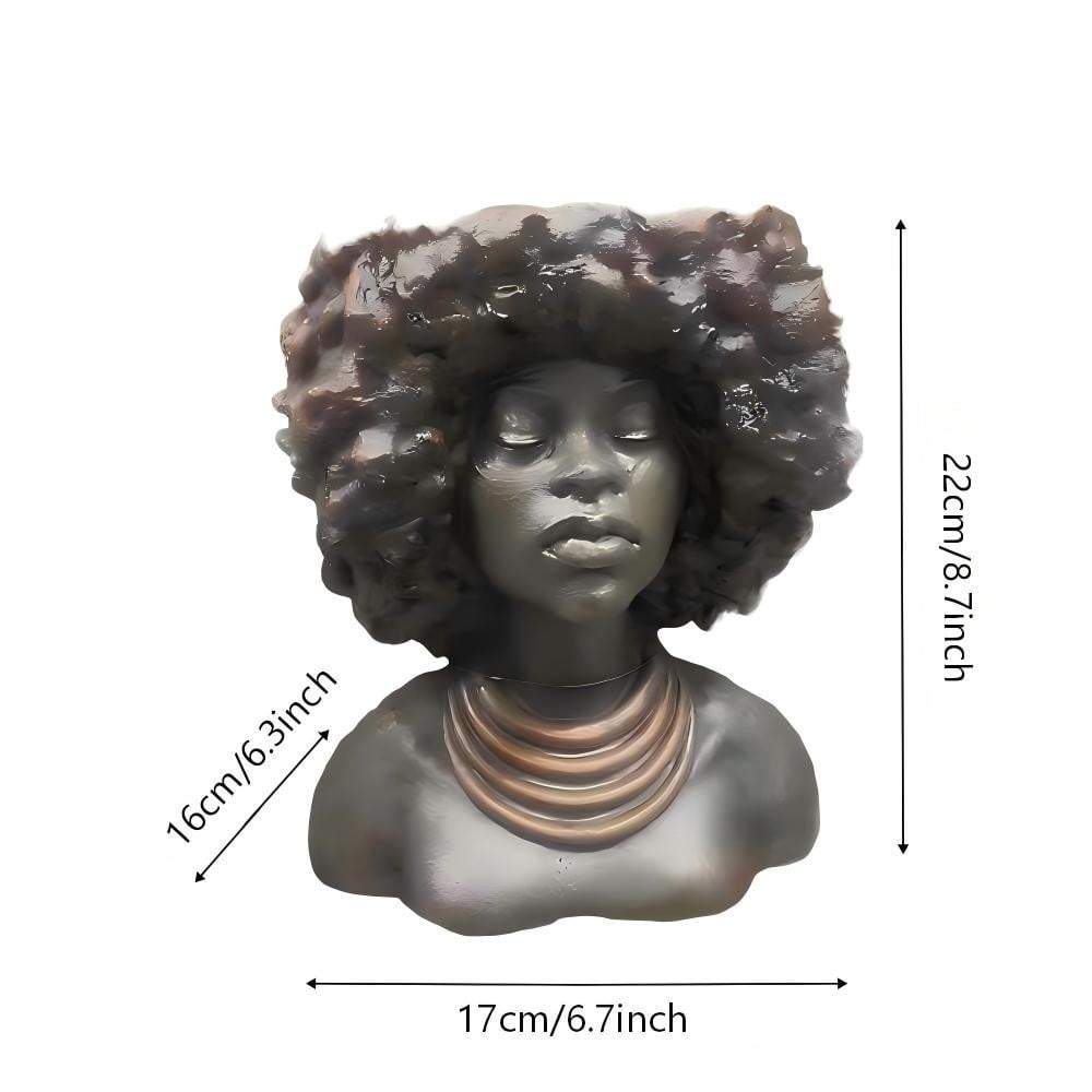 karymi Lady Head Planter Afros Bust Head Planter Indoor/Outdoor Statue Planter Garden Outdoor Decor Vintage Sculpture Planter Gift for Plants Lovers Home Decor
